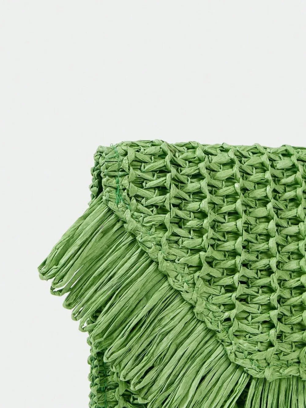Green Woven Straw Women's Clutch Bag